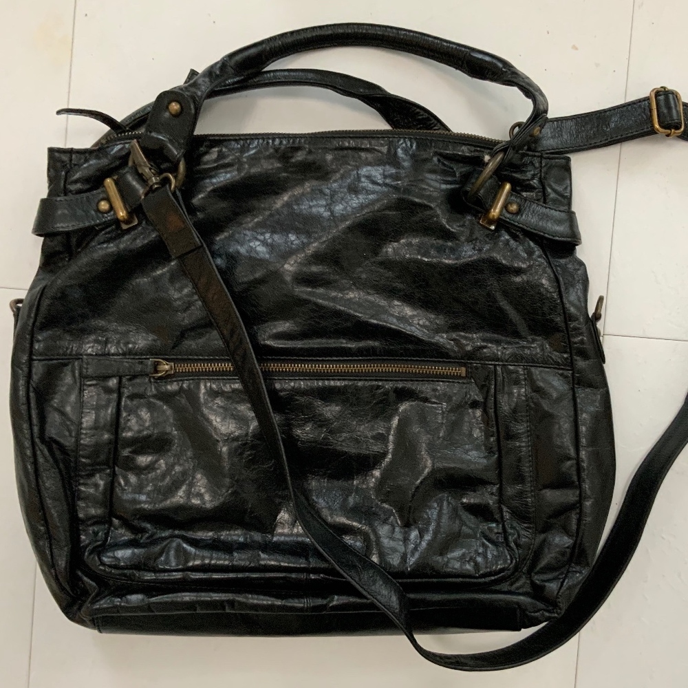 Latico black leather handbag 16”x 12x3